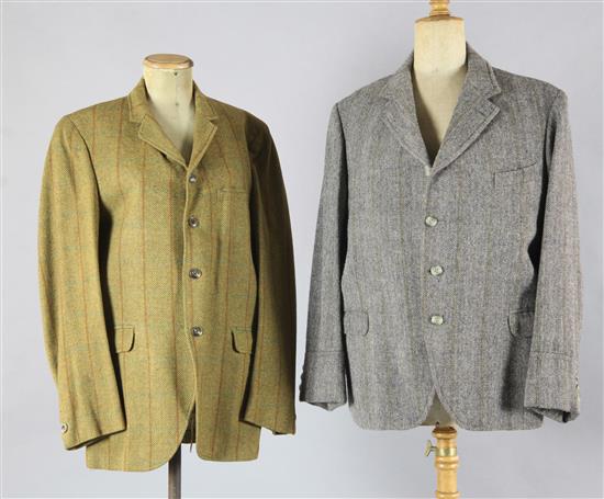 A collection of twelve various wool jackets and twenty pairs of trousers, in various sizes
